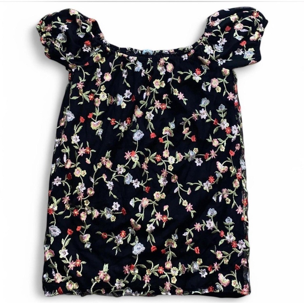 Kimchi Blue Floral Embroidered Top‎ Sheer W/Lining Off Shoulder Boho